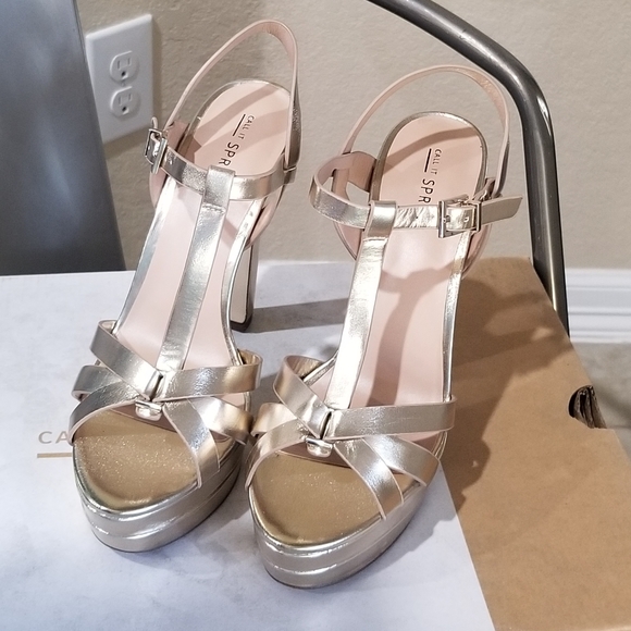 Gold Shiny Metallic High Platform High Heels Miami 7.5 - Picture 6 of 16